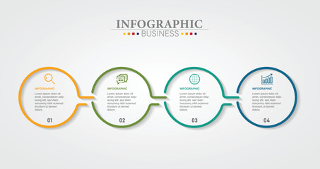 Infographic template with business icons and placeholder text in vector format - obrazy, fototapety, plakaty