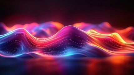 Technology background. Colorful futuristic music waves with abstract lines. - obrazy, fototapety, plakaty