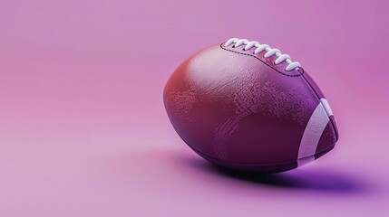 3D rendering of an American football ball on a pink background. The ball is old and scuffed, and the laces are white.