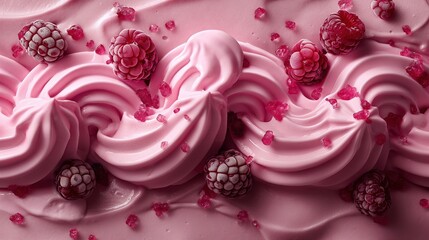 Pink Raspberry Meringues on Textured Background