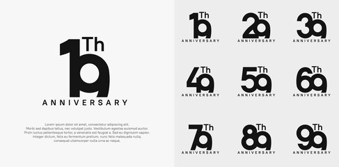 anniversary logotype vector design set black color can be use for celebration day