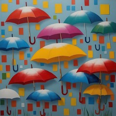 Obraz premium paint art of umbrella and rain drops texture 
