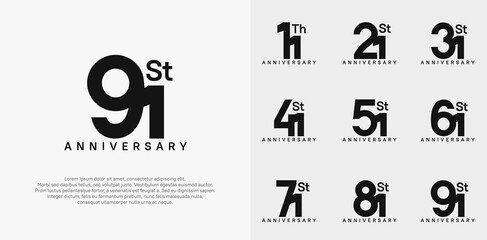 anniversary logotype vector design set black color can be use for celebration day