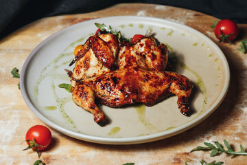 Savory Grilled Chicken Delight,A plate filled with succulent grilled chicken