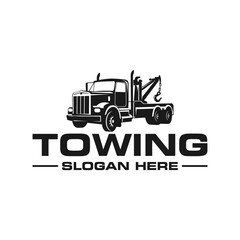 Illustration vector graphic of towing truck service logo design suitable for the automotive