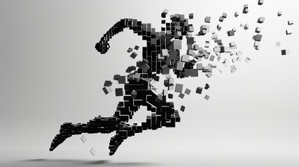 Humanoid make of of blocks and running
