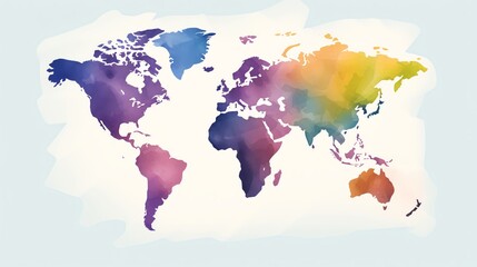 colorful world map theme water color 