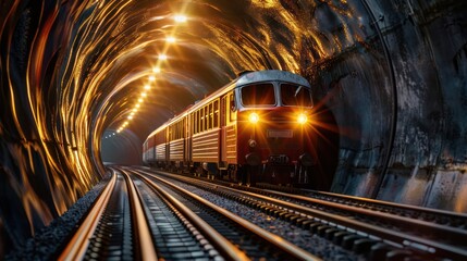 Obraz premium Train Through the Tunnel
