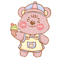 bear girl with a cake