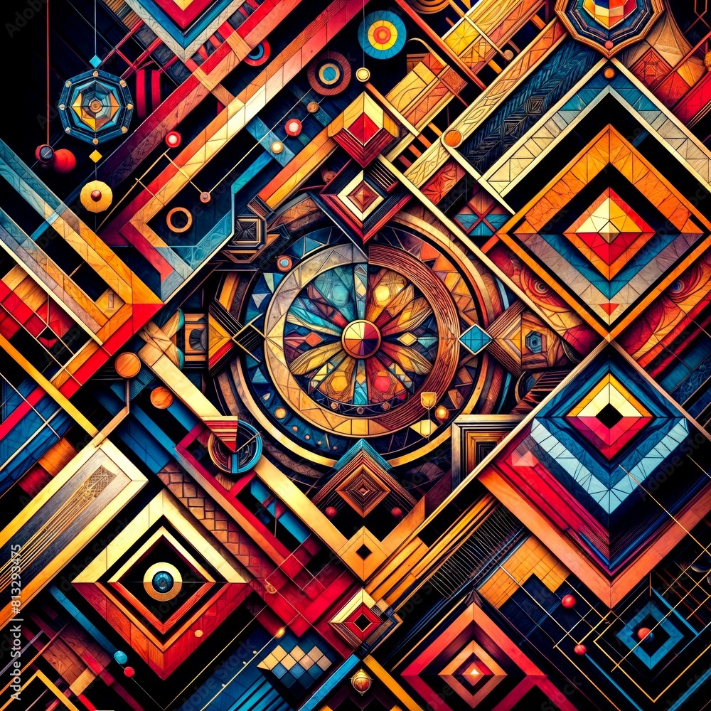 Poster dynamic geometric patterns on dark background