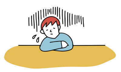 だるくてやる気が出ない人物のイラストレーション