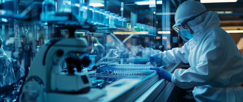 Medical reseach on lab, banner