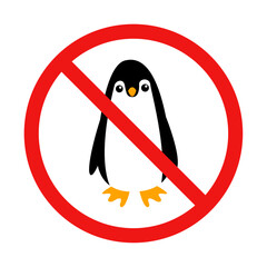 No Penguin Sign on White Background