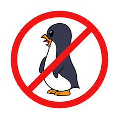 No Penguin Sign on White Background