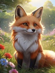 Obraz premium high detail fox cartoon illustration