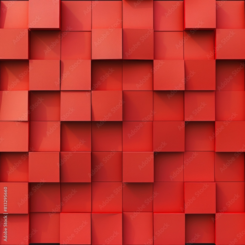 Poster 3d rendering of a red and white geometric cube structure
