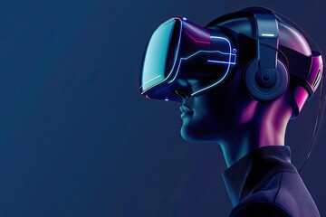 AI virtual reality side view, visualizing immersive virtual environments - immersive experience, futuristic tone, Complementary Color Scheme