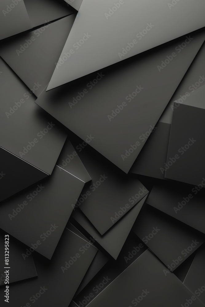 Poster 3d rendering of geometric shapes. abstract background with black and grey.