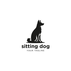 Silhouette of Border Collie Sitting logo design vector illustration