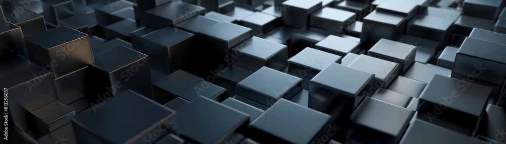 Aufkleber abstract 3d rendering of a geometric surface with beveled cubes. futuristic background with cubes.