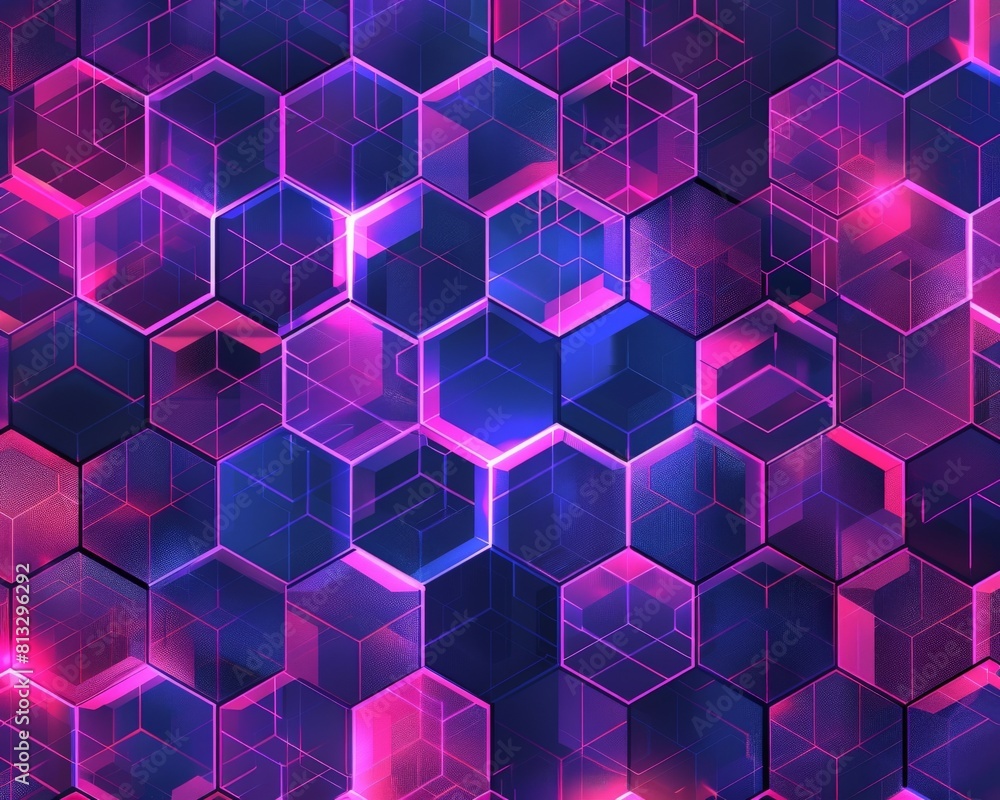 Poster abstract background with glowing hexagons.