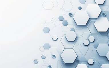 Abstract blue and white geometric background with hexagons.