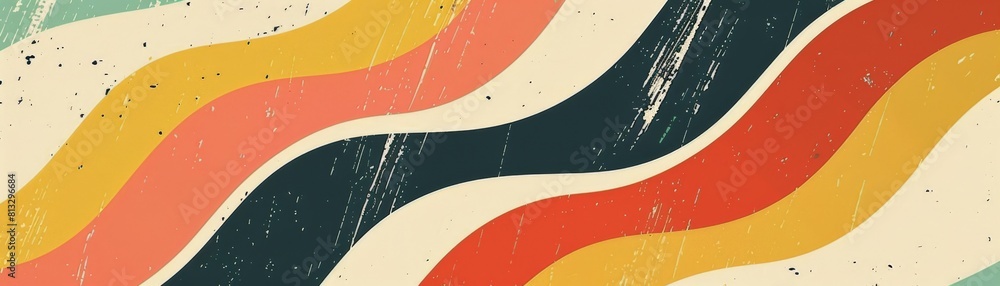 Poster abstract colorful background with retro wavy shapes.