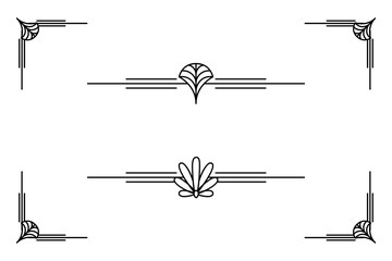 Art deco line border. Modern arabic gold frames, decorative lines borders and geometric golden label frame vector design elements