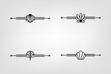 Art deco line border. Modern arabic gold frames, decorative lines borders and geometric golden label frame vector design elements