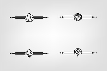 Art deco line border. Modern arabic gold frames, decorative lines borders and geometric golden label frame vector design elements