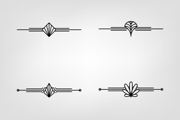 Art deco line border. Modern arabic gold frames, decorative lines borders and geometric golden label frame vector design elements