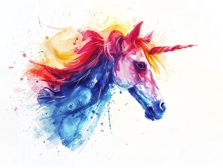 Explore minimalist design through a panoramic view of a majestic unicorn at sunrise