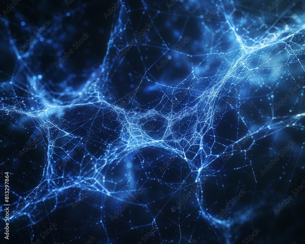 Poster abstract image of glowing blue plexus.