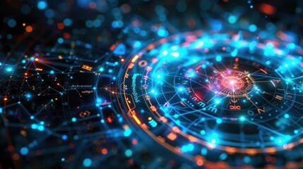 Obraz premium Futuristic clock background with glowing light