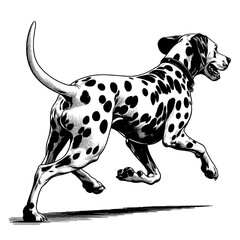 Cute Dalmatian in full-body, hand drawn sketch. Vector isolated on white background	