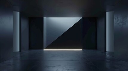 The dark, mysterious room is illuminated by a single light source, casting shadows and creating a sense of intrigue.