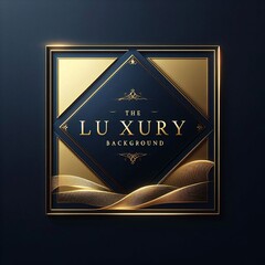  The dark blue background has a gold square frame with a gold and black diamond in the center that says "The Luxury Background.