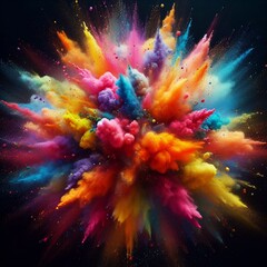  A colorful powder explosion on a black background