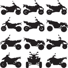Naklejka premium Atv Wheeler bike silhouette Series of Darkened figure vector Illustration 