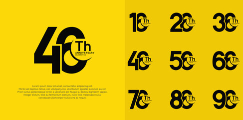 anniversary vector set with black color can be use for special day celebration