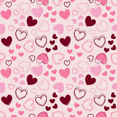 Seamless pattern with hand drawn heart. Background for textile, wrapping paper, fashion, illustration