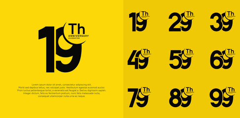 anniversary vector set with black color can be use for special day celebration