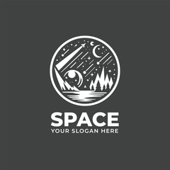 Monochrome space shuttle Logo Design