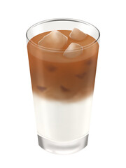 グラスに入った2層のアイスカフェオレ(アイスカフェラテ)
