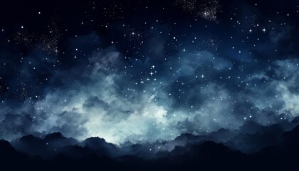 Milky Way flat design side view universe theme water color black and white