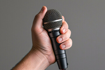 Hand holding a microphone