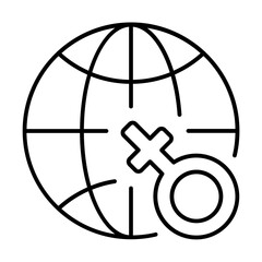 World Icon With Thin Line Style