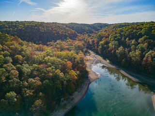 Aerial view of the Hobbs State Park-Conservation Area landscape