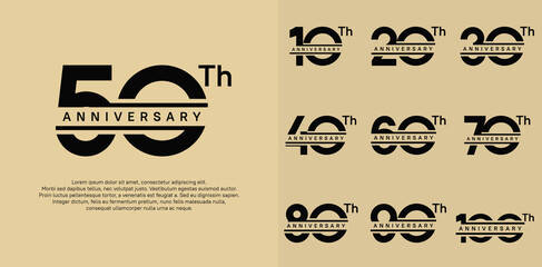 anniversary vector set design with black color for celebration day