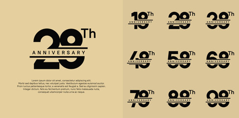 anniversary vector set design with black color for celebration day